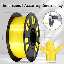Load image into Gallery viewer, DO3D Silk Yellow PLA Satin Shiny 3D Printer Filament, 1.75mm Diameter 1kg Spool 2.2lbs for FDM 3D Printers
