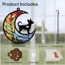 Load image into Gallery viewer, PawSailor Dog Memorial Suncatcher, Memorial Gifts with Sympathy Card &amp; Dog Fur Storage Keychain, Moon Design Gift for Loss of Pet (Rainbow)
