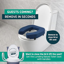 Load image into Gallery viewer, Lunderg Padded Toilet Seat Riser for Seniors - Adds 2 inches. Universal Fit - FIRM Raised Toilet Seat Cushion with High-Density Foam for Enhanced Comfort &amp; Elevation. Post-Surgery Must have (Blue)
