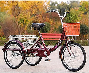 Adult Tricycle - 3 Wheel Bikes for Adults Shopping Adult Tricycles Cargo 1 Speed Freight Trikes 20 Inch 3 Wheel Bikes