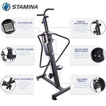 Load image into Gallery viewer, Stamina Products Cardio Climber Home Workout Fitness Exercise Machine with Smart Coaching, LCD Monitor, And Wheels for Easy Storage
