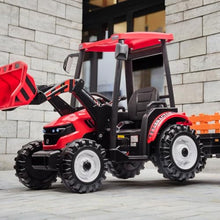 Load image into Gallery viewer, Pedal Tractors with Working Loader and Backhoe Digger, Kids&#39; Ride on Car Toys Electric Vehicles with Trailer, Digger for Toddlers (Red)
