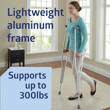 Load image into Gallery viewer, Medline Aluminum Crutches for Kids, Adults &amp; Seniors, Walking Aid, 300 LB Weight Capacity,1 Pair, Fitting 5'2" - 5'10"
