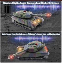 Load image into Gallery viewer, RC Tank That Infrared Shoots - 2.4Ghz Remote Control Battle Army Tank Toys with 360°Rotating Turret Auto Demo Sound Effects Lights
