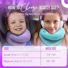 Load image into Gallery viewer, BCOZZY Kids Chin Supporting Travel Pillow for Ages 3–7- Patented Soft Neck Pillow for Head and Chin Support in Car Seat and Airplane. Comfortable Travel Essential. Small Size, Bag, Light Purple
