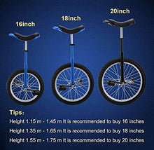 Load image into Gallery viewer, Unicycle, Heavy Duty Alloy Rim Unicycle, Outdoor Balance Exercise Unicycle for Adults, Teenagers (20 Inch Wheel)
