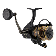Load image into Gallery viewer, PENN Battle III Spinning Inshore/Nearshore Fishing Reel, HT-100 Front Drag, max of 25lb | 11.3kg, Made with Sturdy All-Aluminum Composition for Durability, 6000, Black Gold
