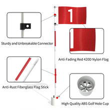 Load image into Gallery viewer, THIODOON Golf Flagstick 6ft Golf Flag and Cup for Yard Pro Detachable Golf Hole Cup and Flag for Driving Range Backyard Upgrade Anti-Rust Glass Fiber 5-Section Design with Connectors (Premium Flagstick Set -2 Pack)
