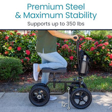 Load image into Gallery viewer, Vive Mobility All Terrain Knee Scooter Walker for Foot Injuries - Adult Broken Leg Crutch Cart Roller for Surgery, Broken Foot, Ankle Injury - Kneeling Rolling Steerable Seated Wheel Scooter Aid

