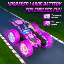 Load image into Gallery viewer, Hamdol Remote Control Car for Kids, Stunt RC Cars with Cool Wheel Lights, Double-Sided Driving

