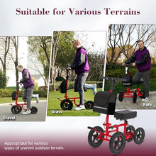 Load image into Gallery viewer, Fvzzin All Terrain Knee Scooter for Adults, Foldable Rolling Knee Scooter with DIY Stickers &amp; Shock Absorber, Steerable Knee Walker for Broken Foot, Ankle Injuries &amp; Surgery, Better Crutch Alternative
