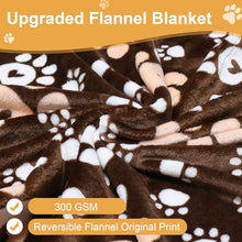 Load image into Gallery viewer, Gowyeg Premium Dog Blankets for Small Dogs &amp; Cat Flannel Blanket Washable, Soft Pet Throw Cover for Kennel Crate Bed, Cute Paw Pattern, 31x23 inch,Black/Grey/Brow
