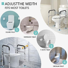 Load image into Gallery viewer, Lianjindun Toilet Safety Rails, Adjustable Toilet Frame for Elderly, Seniors, Handicap &amp; Disabled, Foldable Handicap Toilet Handles Fit Any Toilets (Gray)
