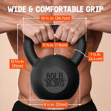 Load image into Gallery viewer, Yes4All 80 lbs Kettlebell Heavy Cast Iron Solid Smooth Handle Weights for Women/Men
