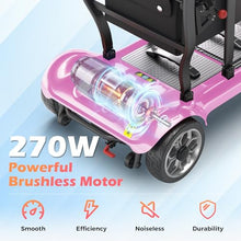 Load image into Gallery viewer, Lightweight Mobility Scooter for Adults &amp; Seniors - Cruise &amp; Airport Approved, 43lb Foldable Portable Motorized Scooters with Dual Lithium Batteries for 30.4 Miles Travel, 300lb Capacity, Pink
