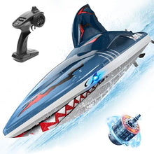 Load image into Gallery viewer, DEERC Fast Brushless RC Boat for Adults, 30+MPH 3S High Speed Remote Control Boat, Self-righting 2.4Ghz Speed Shark with LED Lights, Summer Toy Gift for Kids
