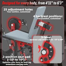 Load image into Gallery viewer, Leg Extension and Curl Machine feat Unilateral &amp; Bilateral, Convertible Seated Leg Extension and Lying Leg Curl Bench for Home Gym, Quad and Hamstring Lower Body Leg Workout Equipment
