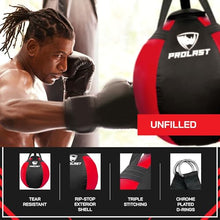 Load image into Gallery viewer, PROLAST Wrecking Ball Heavy Punching Bag for Adults, Hook and Uppercut, Body Snatcher, Boxing, MMA, Muay Thai Training Equipment, Unfilled, 65 lbs, Rhino Red and Black
