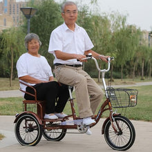 Load image into Gallery viewer, Brown 1,14 inch, Adult Tricycle Old Age Scooter Pedal Tricycle Elderly Pedal Exercise Bike with to Carry People and Goods
