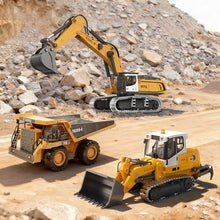 Load image into Gallery viewer, KidsFaves Pro-Grade Remote Control Bulldozer for Adult Metal Micro-Scale RC Construction Model with Leadscrew Loader System, Dual Battery Includes Portable Carry Case
