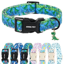 Load image into Gallery viewer, ARING PET Dinosaur Dog Collar, Cute Green Blue Boy Doggy Skate Dino Collars for Puppy Small Medium Large Male Dogs, for Daily Photos Summer Beach Walking Hiking Picnic-XL

