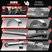 Load image into Gallery viewer, PAPABABE Barbell, 7ft Olympic Barbell 45lb Solid Chrome, 2-Inch Sleeves -(Silver)
