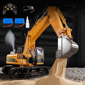 1:14 Remote Control Excavator RC Construction Vehicles 21 Channel 2.4G Full Function Digger Toys，2 Rechargeable Battery