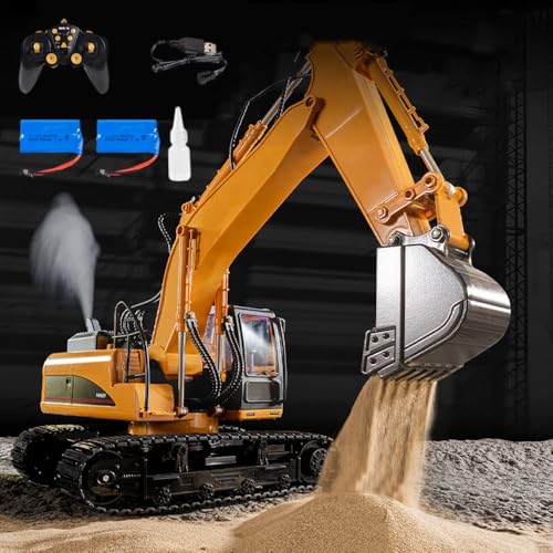 1:14 Remote Control Excavator RC Construction Vehicles 21 Channel 2.4G Full Function Digger Toys，2 Rechargeable Battery