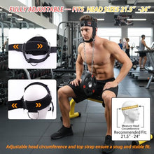 Load image into Gallery viewer, Adjustable Neck Harness for Resistance Bands &amp; Weightlifting, Head Strap with 6 D-Rings for Multi-Directional Neck Training, Padded Chin Support for Athletes &amp; Rehab Exercises
