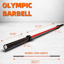 Load image into Gallery viewer, Fitvids 7ft Olympic Barbell 45LBS for Weightlifting and Powerlifting, 2 Inch Strength Training Bar - Red
