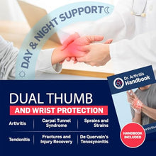 Load image into Gallery viewer, Dr. Arthritis Carpal Tunnel Wrist Brace Night Support, Thumb Spica Splint Left Hand for De Quervains Tenosynovitis, Tendonitis, Wrist Brace With Thumb Support-Small/Medium-Women &amp; Men, Black
