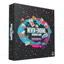 Load image into Gallery viewer, The Never-Ending Drinking Game Board Game For Adults 21+ – Dice &amp; Dare Party Game for 2+ Players, Funny Adult Drinking Game for Parties, Pregames &amp; Birthday Game Night, Spill-Proof Rubber Board
