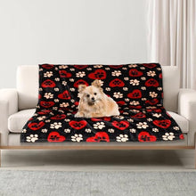 Load image into Gallery viewer, Gowyeg Dog Blankets for Large Dogs, 50"x40" Blanket Washable, Fuzzy Soft Pet Mat Throw Cover for Kennel Crate Bed, Cute Paw Pattern, Cat Blanket, Gifts Medium Small Pet Essentials, Black Red
