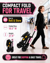 Load image into Gallery viewer, Ecomobi Light Weight Mobility Scooter for Seniors &amp; Adults, 12–30 Mile Range, Foldable Airline Approved Portable 4 Wheel Motorized Scooter with Removable Lithium Battery, 300 lb Capacity, MS02F Pink
