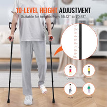 Load image into Gallery viewer, VEVOR Forearm Crutches for Adults, Folding Walking Forearm Crutches with 10-Level Adjustable Height,  1 Pair 350LBS
