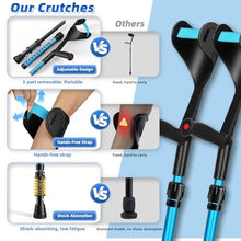 Load image into Gallery viewer, FUSHIDE Forearm Crutches for Adults, Lightweight Elbow Crutches, 10-Level Adjustable Height, 1Pair
