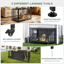 Load image into Gallery viewer, 43.3" Heavy Duty Large Dog Crate with Wheels &amp; Feeding Bowls, 3 in 1 Foldable Extra Large Dog Kennel &amp; Playpen, Indestructible Escape-Proof Metal Dog Cage for Large Dogs, Indoor Outdoor, Black
