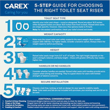Load image into Gallery viewer, Carex Toilet Seat Riser, Elongated Raised Toilet Seat Adds 2.5 inches to Toilet Height, 300 Pound Weight Capacity Toilet Riser

