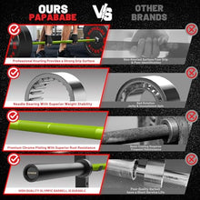Load image into Gallery viewer, PAPABABE Barbell, 7ft Olympic Barbell 45lb, 30mm Green Chrome Grip &amp; Black 2-Inch Sleeves -(Green/Black)

