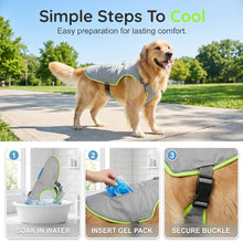 Load image into Gallery viewer, Dog Cooling Vest, Reflective Adjustable Cooling Harness, Ice Pack Pocket, Leash Ring Breathable Summer Vest Hot Weather Outdoor Walks (Grey, M)
