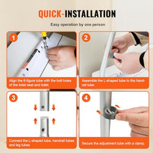 Load image into Gallery viewer, VEVOR Toilet Safety Rail, Bathroom Toilet Seat Safety Frame, Adjustable Width &amp; Height Fit Most Toilets, 300lbs Capacity, Medical Toilet Handles with Padded Armrests for Handicap, Elderly, Disabled
