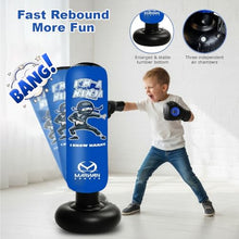 Load image into Gallery viewer, Marwan Sports Ninja Kids Punching Bag — Inflatable Sensory Toy &amp; Birthday Gift for Boys &amp; Girls Ages 4-12, 63" Freestanding 5-in-1 Kit, Indoor Apartment-Quiet Sensory-Friendly Active Play
