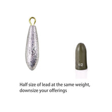 Load image into Gallery viewer, Fishfun Tungsten Bullet Fishing Weights, Insert Free Worm Sinkers, 12 Pack, 1/8oz, Green Pumpkin
