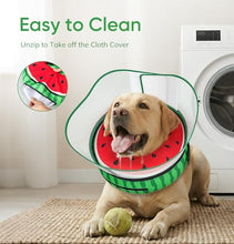 Load image into Gallery viewer, Supet Raised Inflatable Dog Cone After Surgery - Adjustable Recovery Donut Collar with Removable Shield to Stop Licking Wounds &amp; Protect Stitches - Soft Dog Cone Alternative for Dogs (Watermelon,M)
