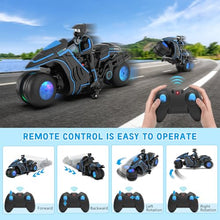 Load image into Gallery viewer, Remote Control Motorcycle Toys, Colorful Wheels Light Off-Road RC Dirt Bike with Detachable Rider
