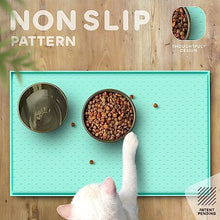 Load image into Gallery viewer, Dog Food Mat - 24x15 Raised Edges Dogs Mat for Food and Water Prevent Spill, Waterproof Cat Food Mats Protect Floors, Easy Clean Dog Bowl Mats for Food and Water, Silicone Pet Feeding Placemats
