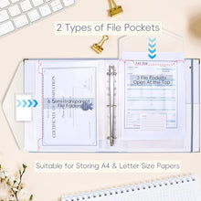 Load image into Gallery viewer, XKDOUS Important Document Organizer Emergency Binder Life Organizer Folio Folders with 9 Pockets Expanding File Storage Holder for Papers, Letters, Cards, Bills, Passports, Photos
