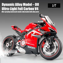 Load image into Gallery viewer, PLAYBUDDY RC Motorcycle Model for Adult, 1/7 Scale Remote Control Motorcycle V4 Top Edition with Ignition System &amp; Smoke Spray, for Biker
