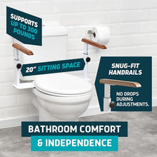 Load image into Gallery viewer, Lunderg Toilet Safety Rails for Seniors - Easy Installation &amp; Super Sturdy Grab Bars Arms - Non-Bulky &amp; Elegant Handicap Toilet Safety Frame - Seat Handles for Elderly, Disabled or Mobility Issues
