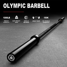 Load image into Gallery viewer, LIONSCOOL 7ft Olympic Barbell (Black E-coating, 1000LBS, No Center Knurl)
